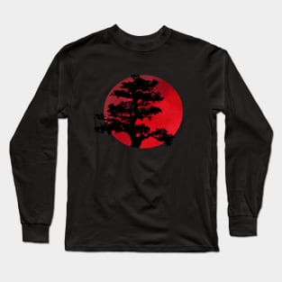 Japanese Bonsai Tree Distressed Graphic Art Yoga Meditation Long Sleeve T-Shirt